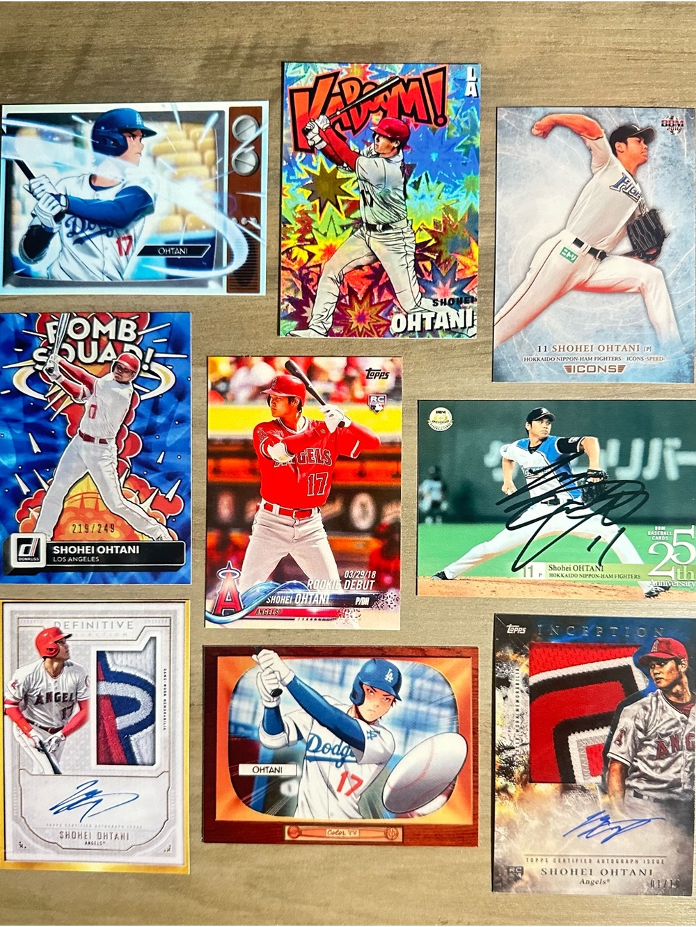 Shohei Ohtani Signed Roolie Lot of (9) Kaboom Anime Novelty Cards. - Picture 1 of 2